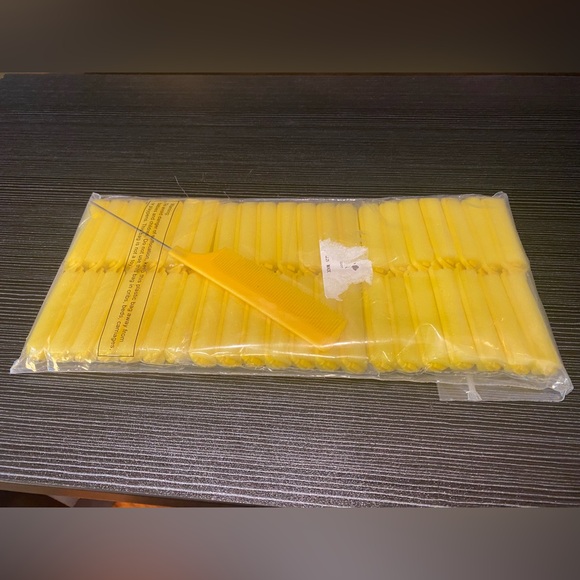NEW Set of 48 Yellow 1/2” Foam Roller Hair Curlers w/ Comb Hair Pick SEALED - Picture 3 of 7